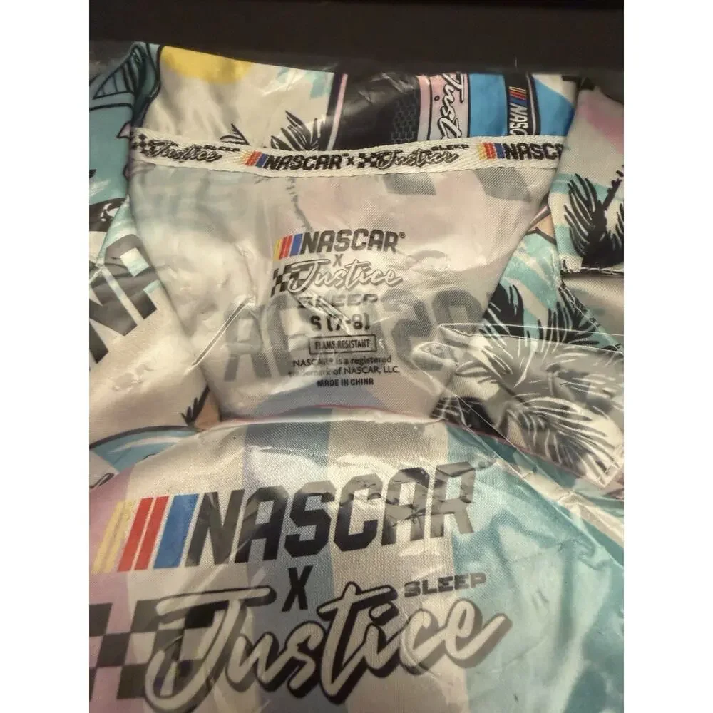 NWT! NASCAR + Justice Girls S (7/8) Pajama Lounge 3pc Short Shirt Mask Sleep Set